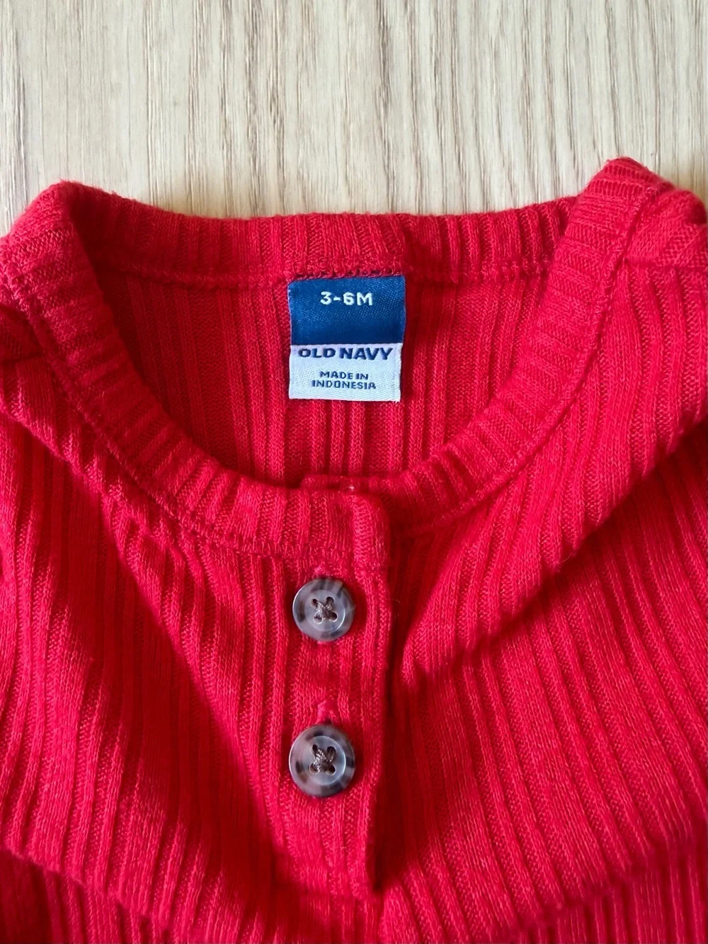 Old Navy Red Ribbed Long-Sleeve Baby One-Piece Bodysuit